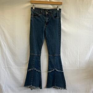 Lucky & Blessed Flared Raw Hem Denim Jeans Girls Size 14 Rodeo Country Western